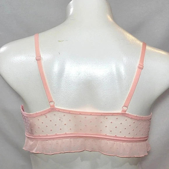 LARGE Xhiliration Flocked Dot Ruffle‎ Wire Free Lace Bralette DayDream Pink NWT - Picture 4 of 13